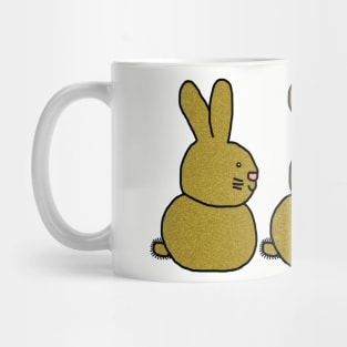 Three Gold Metallic Easter Bunny Rabbits Mug